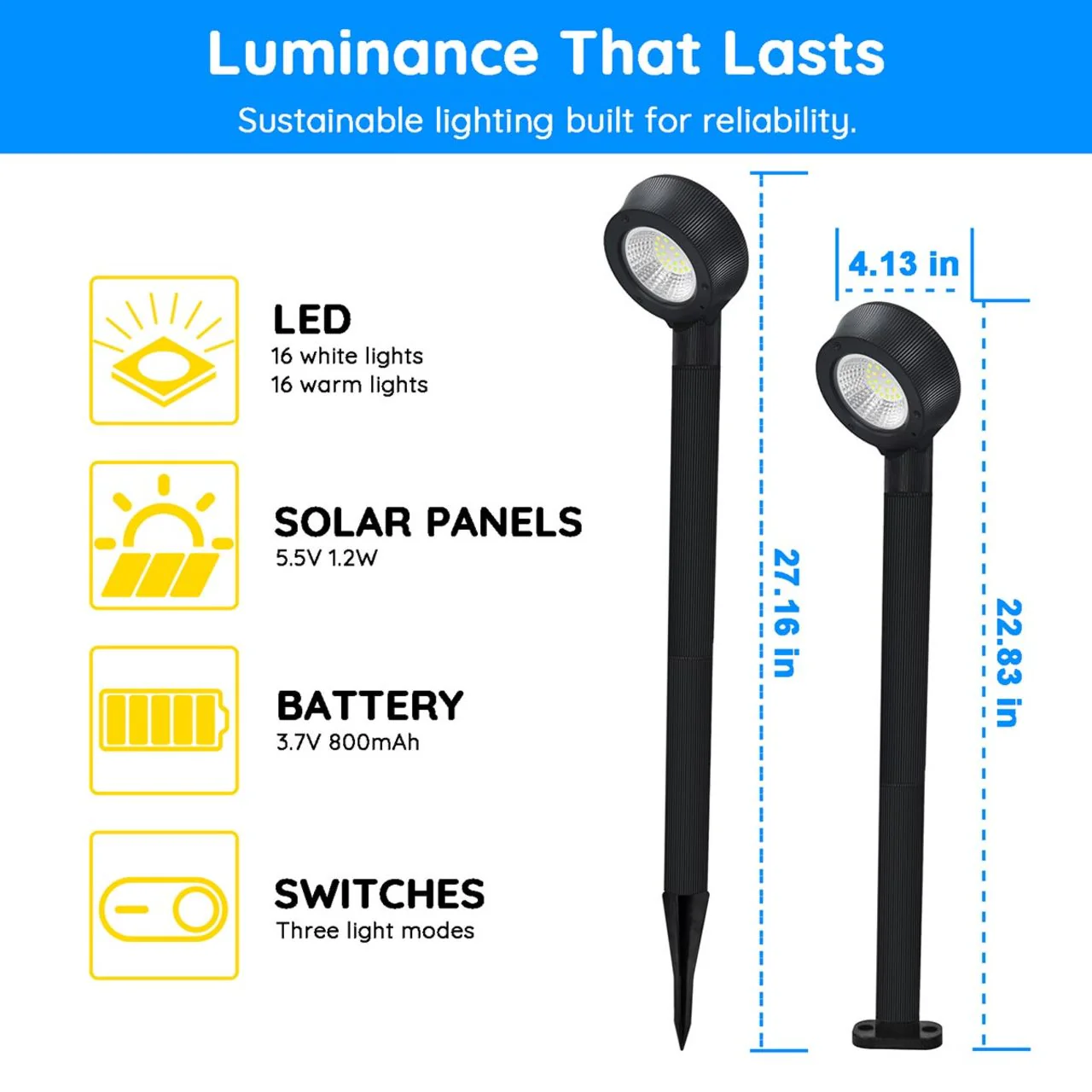2-Pack Solar LED Pathway Light - 4 Installation Methods - LumeGen - Image 11