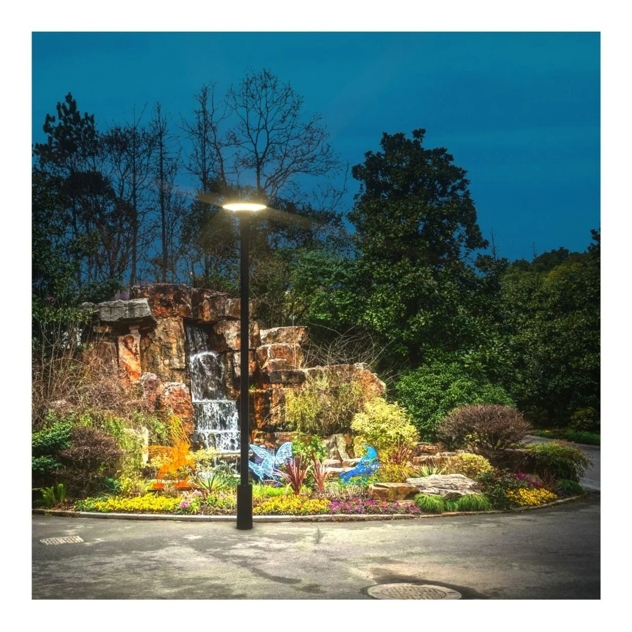 Solar LED Round Post Top Area Light - 2100 Lumens - Dual Color Temperatures - LumeGen - Image 12