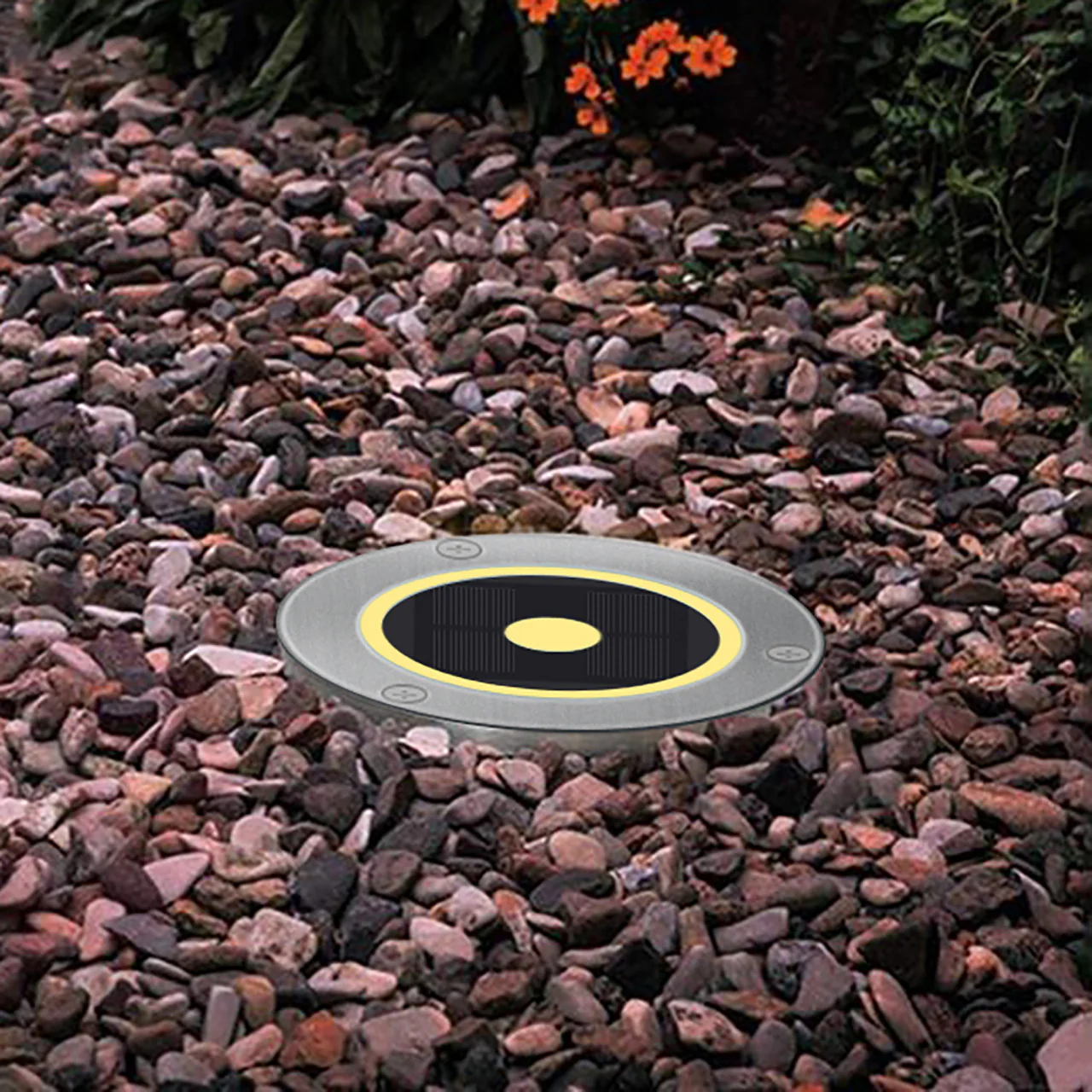 LED Solar Round Deck Light for outdoor driveway, garden, path, patio, or lawn - LumeGen - Image 9