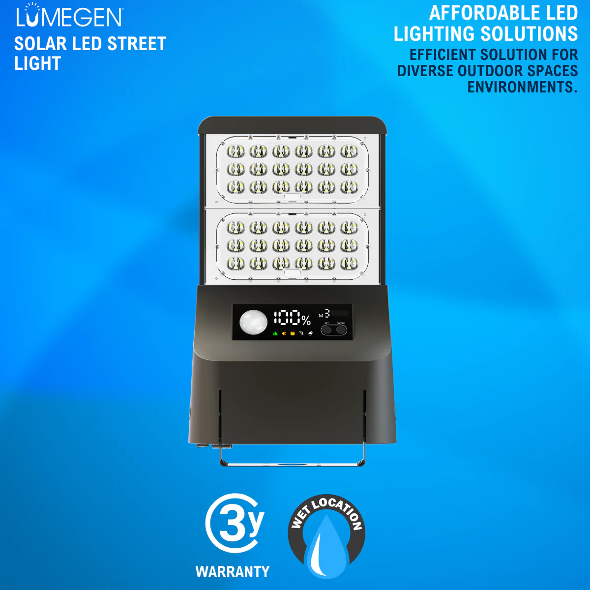 Solar LED Street Area Light - Wall or Pole Mount - 6000 Lumens - Dual Color Temperatures - LumeGen - Image 3