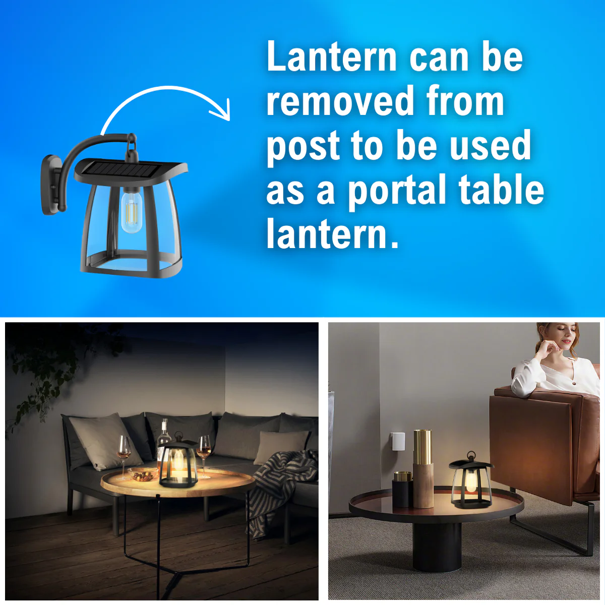 Solar LED Garden Lantern Wall Light - Black Finish - 4000K - LumeGen - Image 14