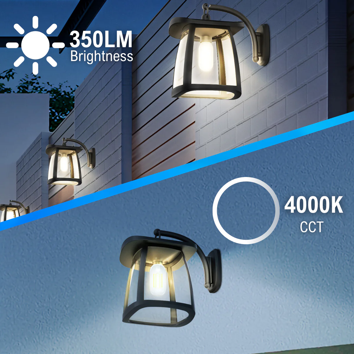 Solar LED Garden Lantern Wall Light - Black Finish - 4000K - LumeGen - Image 15