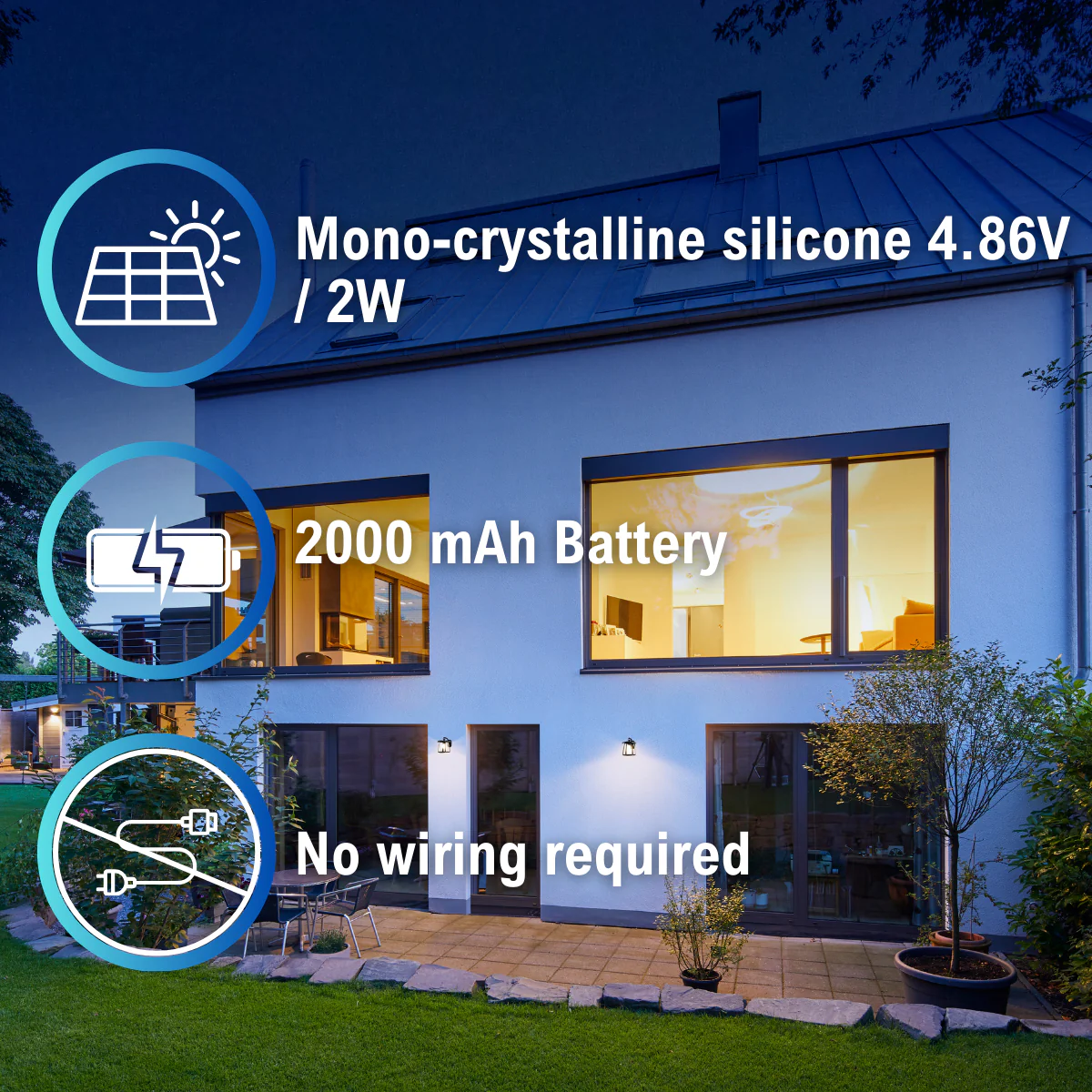Solar LED Garden Lantern Wall Light - Black Finish - 4000K - LumeGen - Image 16