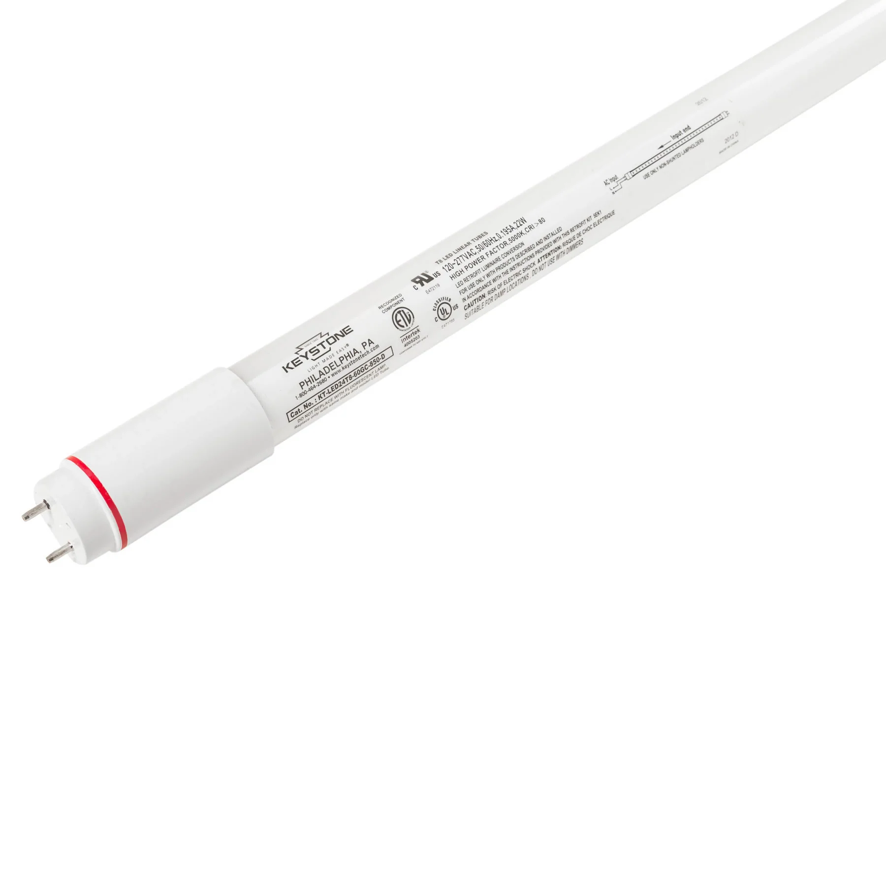 Case of 25 - T8 LED 18in. DirectDrive Tube - 7W - Direct Wire - Keystone - Image 2